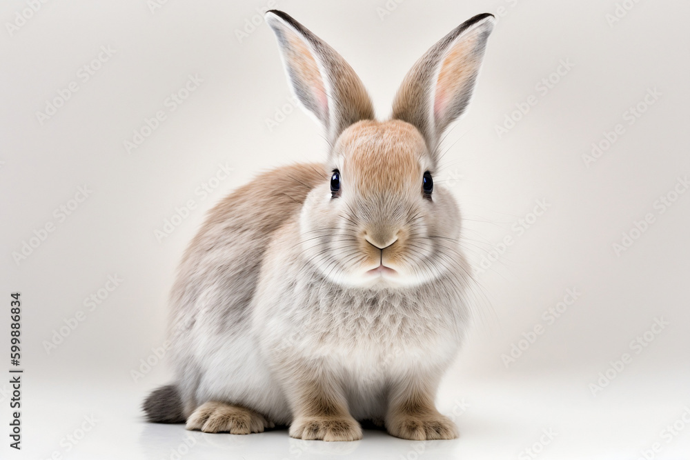 Fototapeta premium white rabbit isolated on white - generative ai