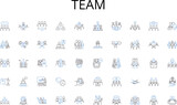 Team line icons collection. Segmentation, Targeting, Positioning, Differentiation, Branding, Promotion, Advertising vector and linear illustration. Publicity,Sales,Distribution outline signs set