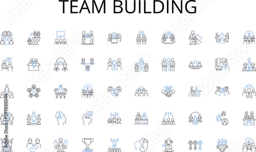 Team building line icons collection. Prestige, Recognition, Achievements, Excellence, Merit, Distinction, Scholarship vector and linear illustration. Accolade,Award,Prestigious outline signs set