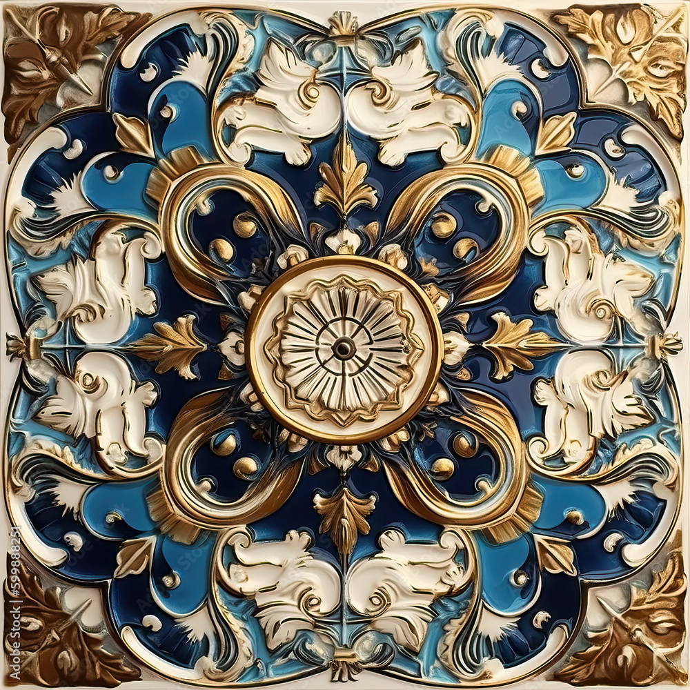 Seamless pattern with ceramic tile pattern. Absrtract decorative porcelain tile.
