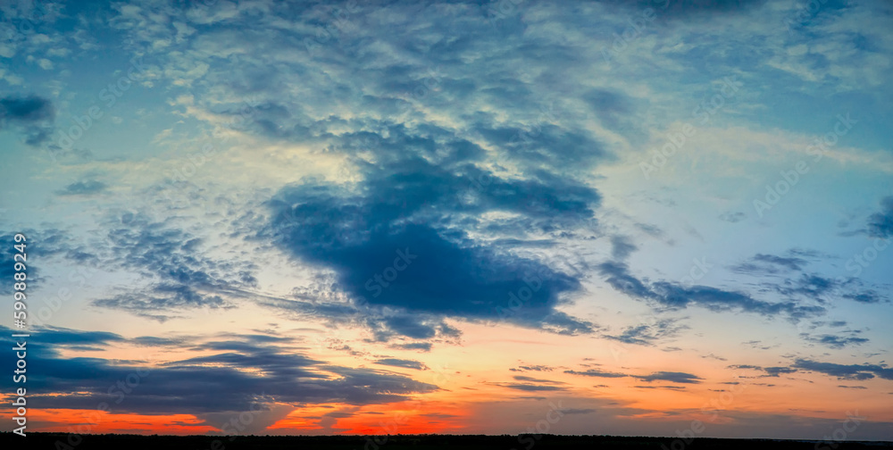 panorama of a beautiful sunset in the sky