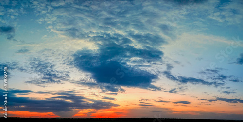 panorama of a beautiful sunset in the sky
