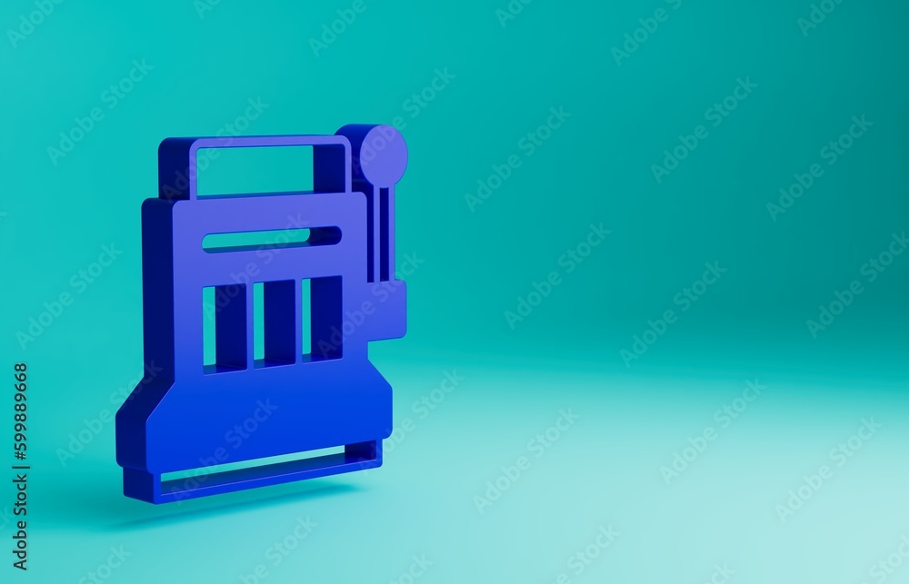 Obraz premium Blue Slot machine icon isolated on blue background. Minimalism concept. 3D render illustration