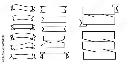 vector of hand drawn ribbons,vector illustration