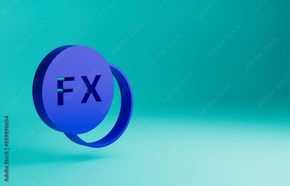Blue Photo camera fx icon isolated on blue background. Foto camera. Digital photography. Minimalism concept. 3D render illustration Blue Photo camera fx icon isolated on blue background. Foto camera. Digital photography. Minimalism concept. 3D render illustration