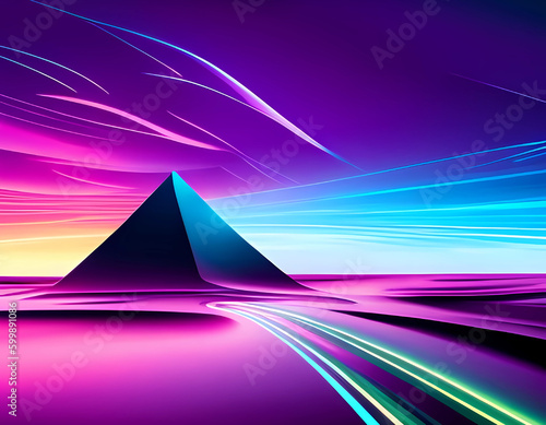 Abstract background with a retrofuturistic theme and neon colors , ai generative