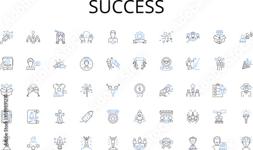 Success line icons collection. Investment, Portfolio, Finance, Savings, Retirement, Wealth, Asset vector and linear illustration. Allocation,Planning,Advisory outline signs set