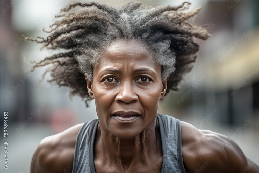 Portrait of African Black 50 years old 60 years old woman in