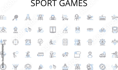 Sport games line icons collection. Refreshment, Drink, Juice, Tea, Coffee, Soda, Smoothie vector and linear illustration. Cocktail,Water,Wine outline signs set photo