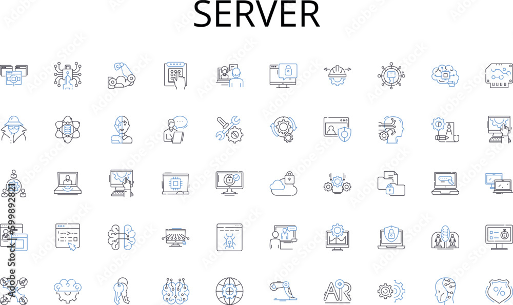 Server line icons collection. Strategy, Marketing, Sales, Innovation, Productivity, Nerking, Collaboration vector and linear illustration. Branding,Customer,Growth outline signs set Server line icons collection. Strategy, Marketing, Sales, Innovation, Productivity, Nerking, Collaboration vector and linear illustration. Branding,Customer,Growth outline signs set