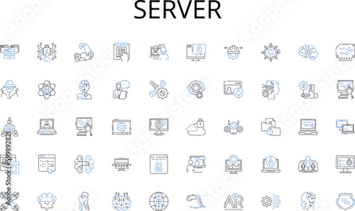 Server line icons collection. Strategy, Marketing, Sales, Innovation, Productivity, Nerking, Collaboration vector and linear illustration. Branding,Customer,Growth outline signs set photo