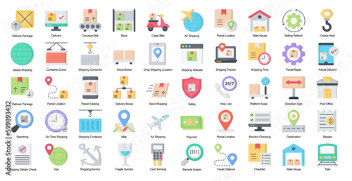 Online Services Flat Iconset Ecommerce Web Color Icon Bundle 