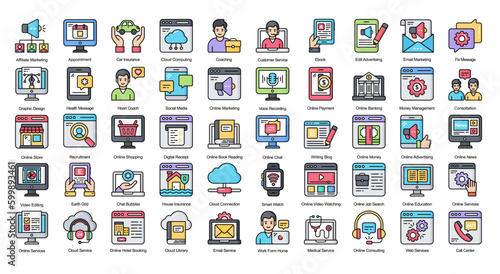 Dropshipping Color Line Iconset Ecommerce Shipping Delivery Filled Outline Icon Bundle