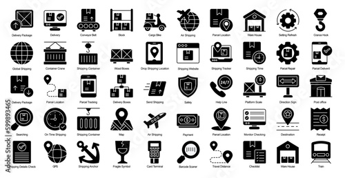 Dropshipping Glyph Iconset Ecommerce Shipping Delivery Glyph Icon Bundle in Black