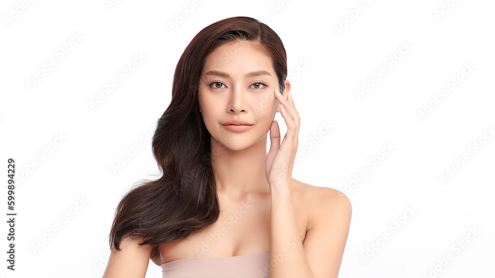 Beautiful young asian woman with clean fresh skin on white background, Face care, Facial treatment, Cosmetology, beauty and spa, Asian women portrait. Beautiful young asian woman with clean fresh skin on white background, Face care, Facial treatment, Cosmetology, beauty and spa, Asian women portrait.