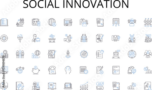Social innovation line icons collection. Delivery, Cargo, Dispatch, Consignment, Freight, Transport, Logistics vector and linear illustration. Package,Shipping,Export outline signs set