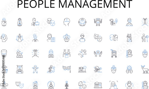 People management line icons collection. Collaborator, Cohesive, Trusrthy, Reliable, Committed, Supportive, Dedicated vector and linear illustration. Communicative,Cohort,Ally outline signs set