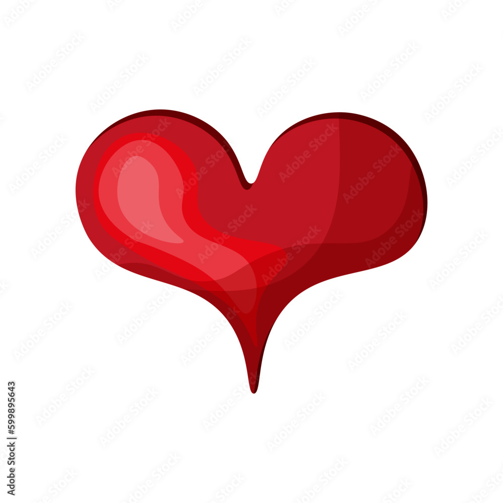 Red heart isolated on Transparent Background. Love Symbol. Flat vector illustration. Romantic element.