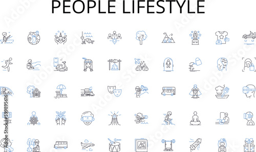 People lifestyle line icons collection. Ambitious, Fearless, Daring, Courageous, Audacious, Venturesome, Adventurous vector and linear illustration. Risk-taking,Outspoken,Tenacious outline signs set