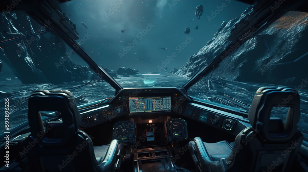 Fototapeta premium Spacecraft cockpit,created with generative ai tecnology.