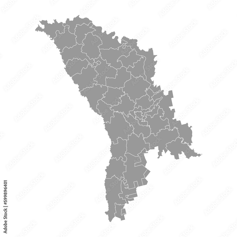 Moldova gray map with provinces. Vector illustration.
