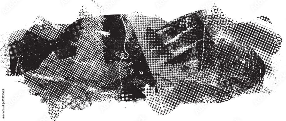 Glitch distorted brush stroke . Noise destroyed logo . Trendy defect error shapes . Glitched frame .Grunge textured . Distressed effect .Vector shapes with a halftone dots screen print texture. Glitch distorted brush stroke . Noise destroyed logo . Trendy defect error shapes . Glitched frame .Grunge textured . Distressed effect .Vector shapes with a halftone dots screen print texture.