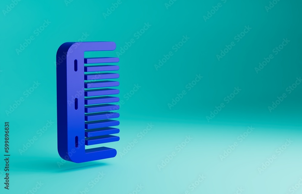 Blue Hairbrush icon isolated on blue background. Comb hair sign. Barber symbol. Minimalism concept. 3D render illustration Blue Hairbrush icon isolated on blue background. Comb hair sign. Barber symbol. Minimalism concept. 3D render illustration