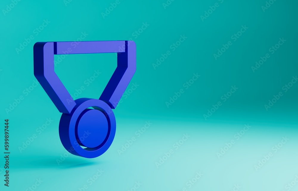 Blue Medal icon isolated on blue background. Winner symbol. Minimalism concept. 3D render illustration