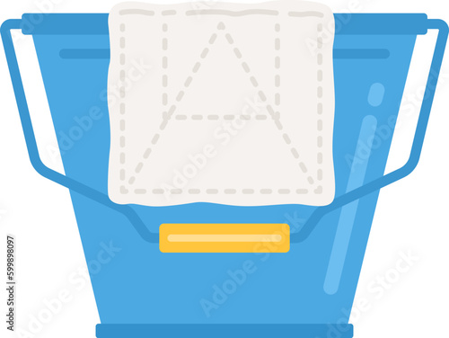 バケツにかけている、雑巾のイラスト