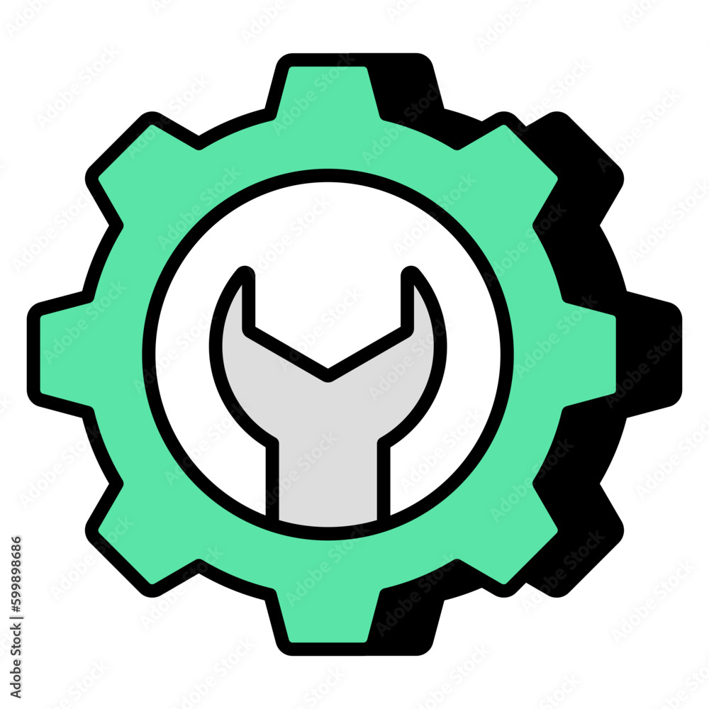 Editable design icon of repair tools, gear with spanner