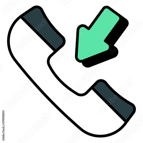 A colored design icon of incoming call