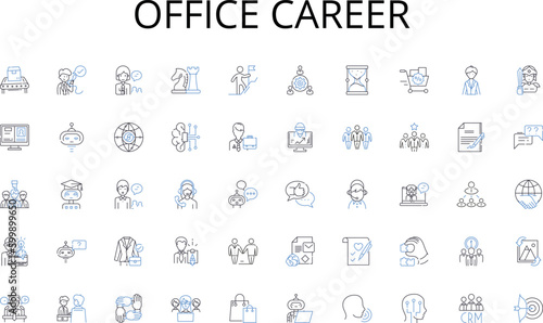 Office career line icons collection. Length, Span, Period, Term, Timeframe, Continuance, Tenure vector and linear illustration. Stretch,Run,Persistence outline signs set © michael broon