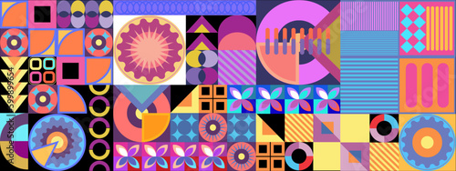 Vector colorful colourful graphic of flat geometric background design template