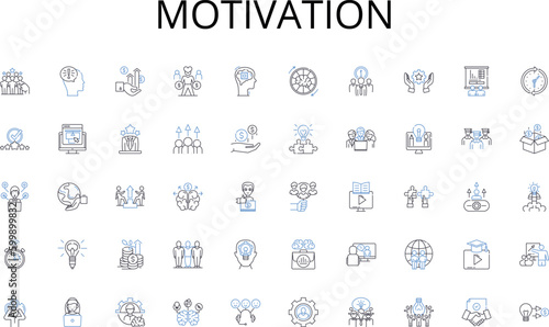 Motivation line icons collection. Typography, Layout, Navigation, Responsive, Usability, Color, Accessibility vector and linear illustration. Mobile,UX,UI outline signs set