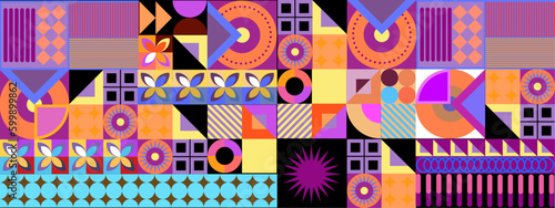 Flat design colorful colourful geometric mosaic pattern background