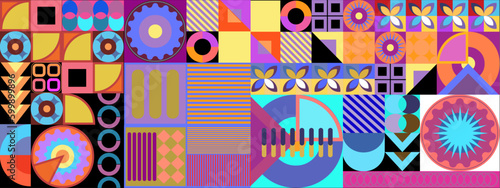 Vector flat mosaic background with shapes colorful colourful