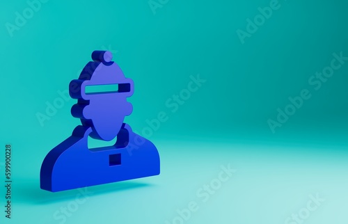 Blue Autumn clothes icon isolated on blue background. Minimalism concept. 3D render illustration