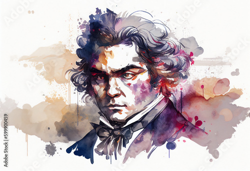 Fotobehang Ludwig van Beethoven watercolour painting of the famous German classical music p