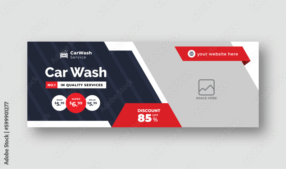 Social media template for auto repair shop, car wash service, or car rental service web banner, suitable for web banner template