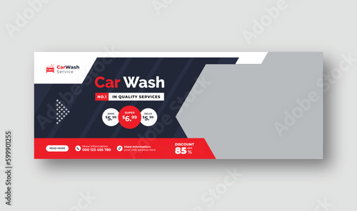 Social media template for auto repair shop, car wash service, or car rental service web banner, suitable for web banner template