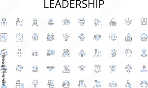 Leadership line icons collection. Kaizen, Continuous improvement, Collaboration, Empowerment, Streamlining, Accountability, Agility vector and linear illustration. Efficiency,Customer-centric photo