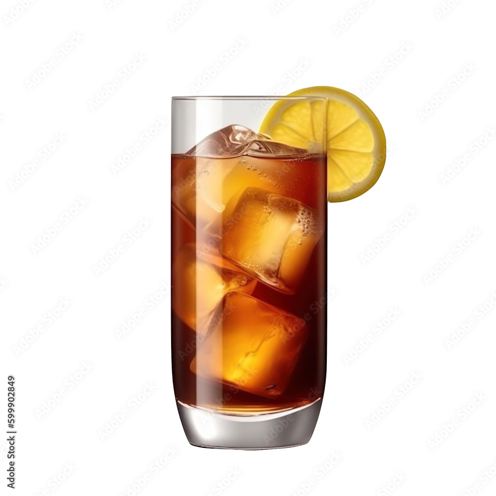 long island ice tea on transparent background, Generative ai Stock