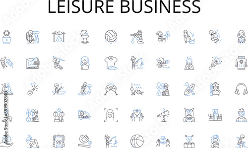 Leisure business line icons collection. Smartph, Tablet, Laptop, Computer, Smartwatch, Fitness-tracker, Earbuds vector and linear illustration. Headphs,Virtual assistant,Smart TV outline signs set