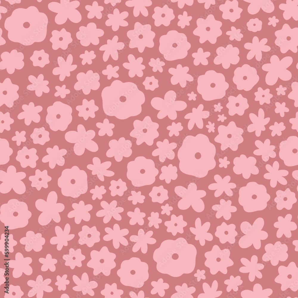 floral seamless pattern with matisse inspired flowers on pink background. Good for prints, wallpaper, scrapbooking, stationary, textile prints, wrapping paper, etc. EPS 10