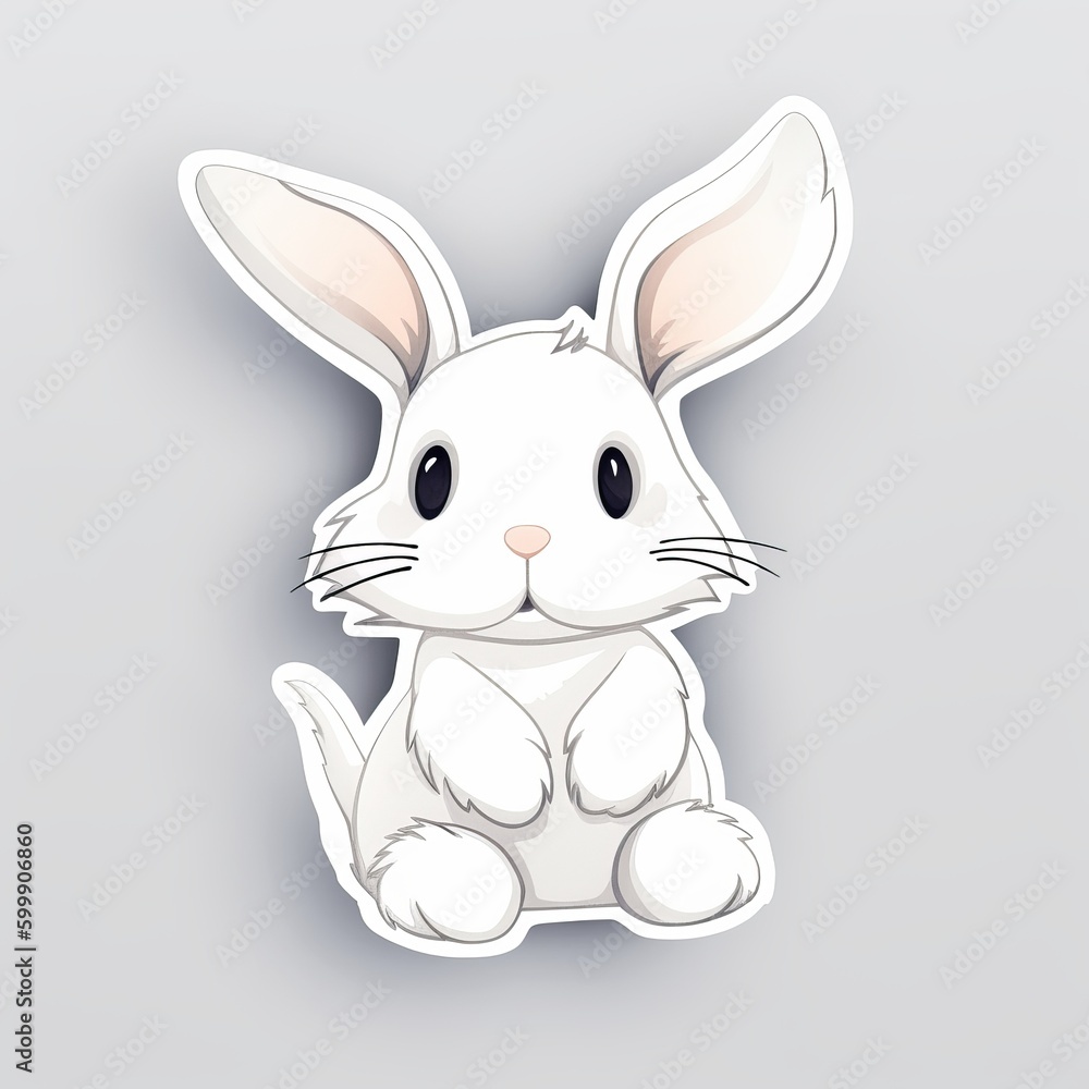 A cute cartoon rabbit sticker with a white background, exuding playful and cheerful vibes. The rabbit is depicted in a delightful and animated pose, Generative AI A cute cartoon rabbit sticker with a white background, exuding playful and cheerful vibes. The rabbit is depicted in a delightful and animated pose, Generative AI