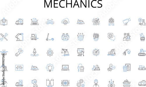 Mechanics line icons collection. Wealth, Abundance, Fortune, Success, Prosperity, Riches, Affluence vector and linear illustration. Opulence,Luxury,Flourishing outline signs set