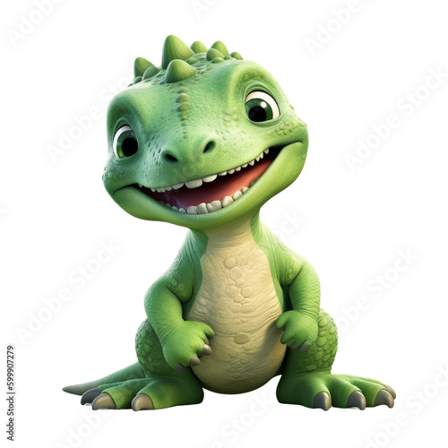 Cute baby smiling dinosauer. Transparent isolated background. AI generated © ArtStage