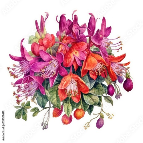 Vibrant Orange Flower Bouquet on White Background for Invitations and Posters. Generative AI