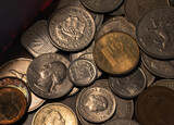 Old coins from 1955 to 1988 in many currency.