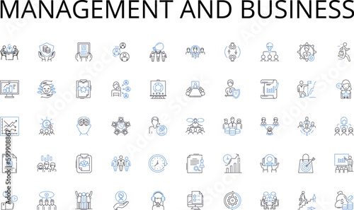 Management and business line icons collection. Risk-takers, Visionaries, Innovators, Ambitious, Piers, Trailblazers, Tenacious vector and linear illustration. Creative,Resilient,Adaptable outline